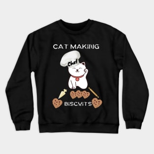 cat making biscuts Crewneck Sweatshirt